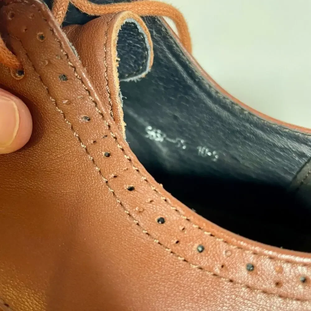 LAOKS Men's Brown Leather Wingtip Oxford Hybrid Dress Shoe Sz 10.5 Lace-Up
